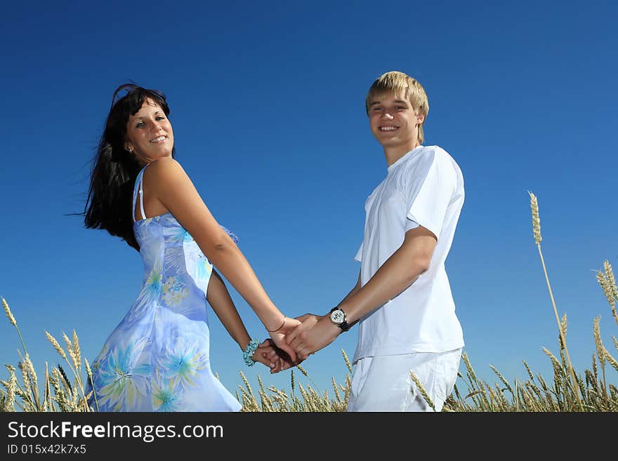 Beautiful couple relax outdoor summer. Beautiful couple relax outdoor summer