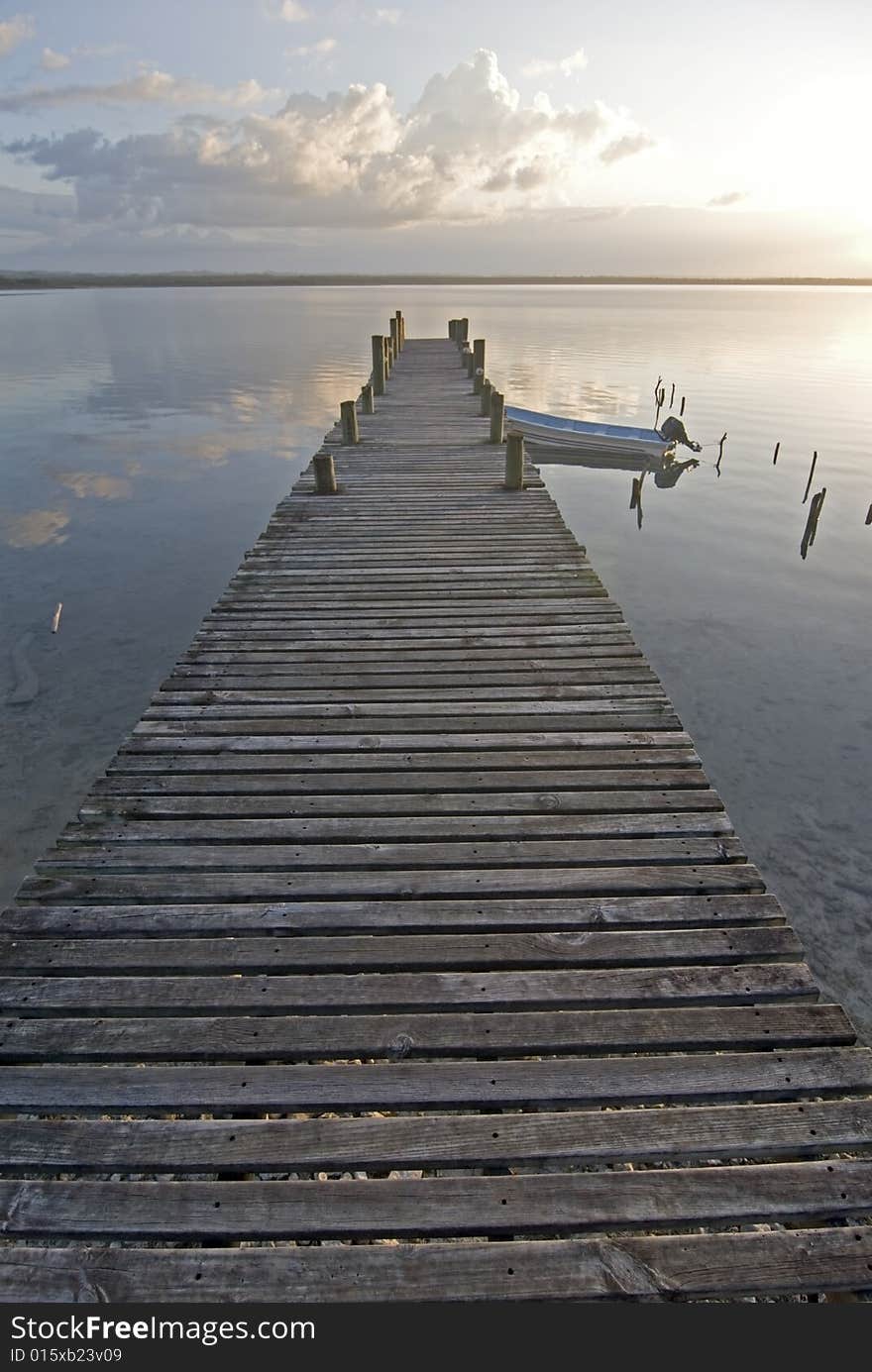 Boat pier at sunset