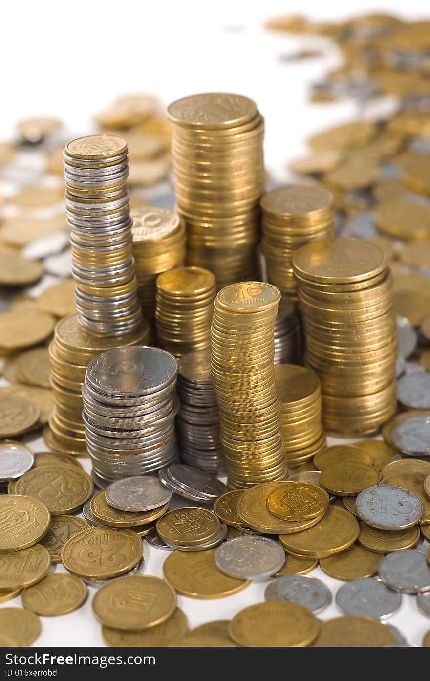 Isolated on the white background stack of coins