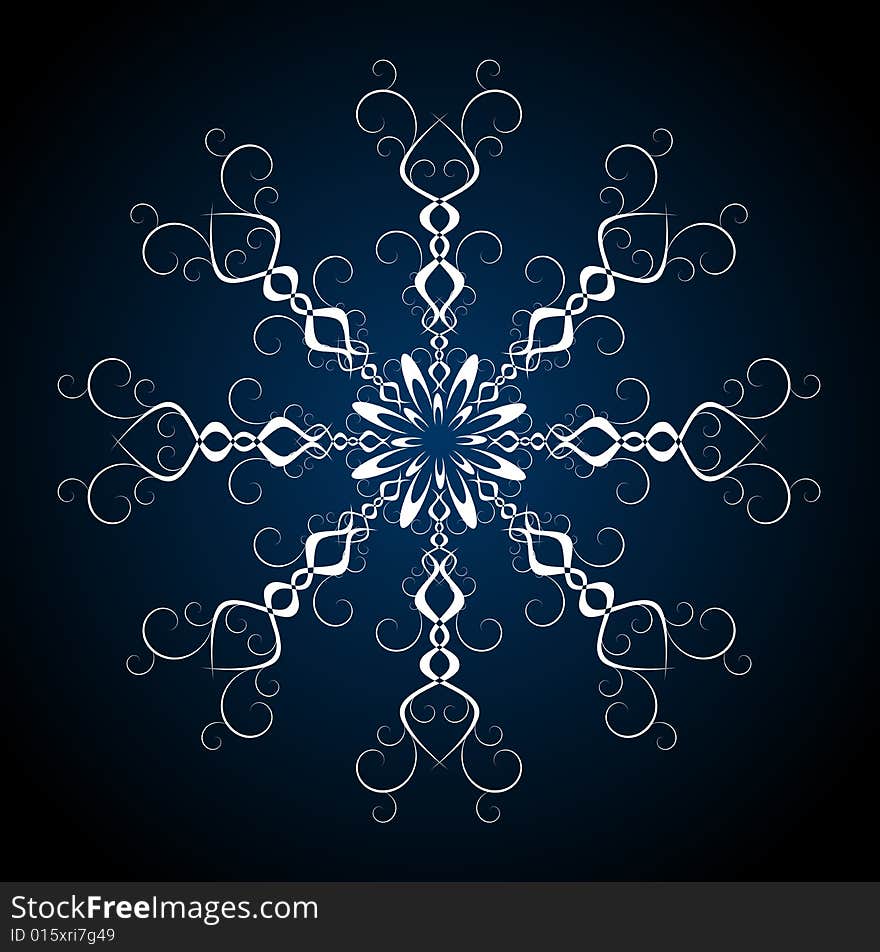 Snowflake isolated on blue  background. Snowflake isolated on blue  background