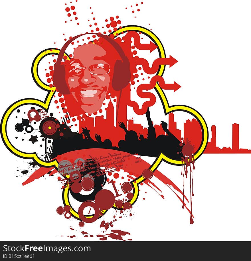 Vector illustration on a theme of modern  music. Vector illustration on a theme of modern  music