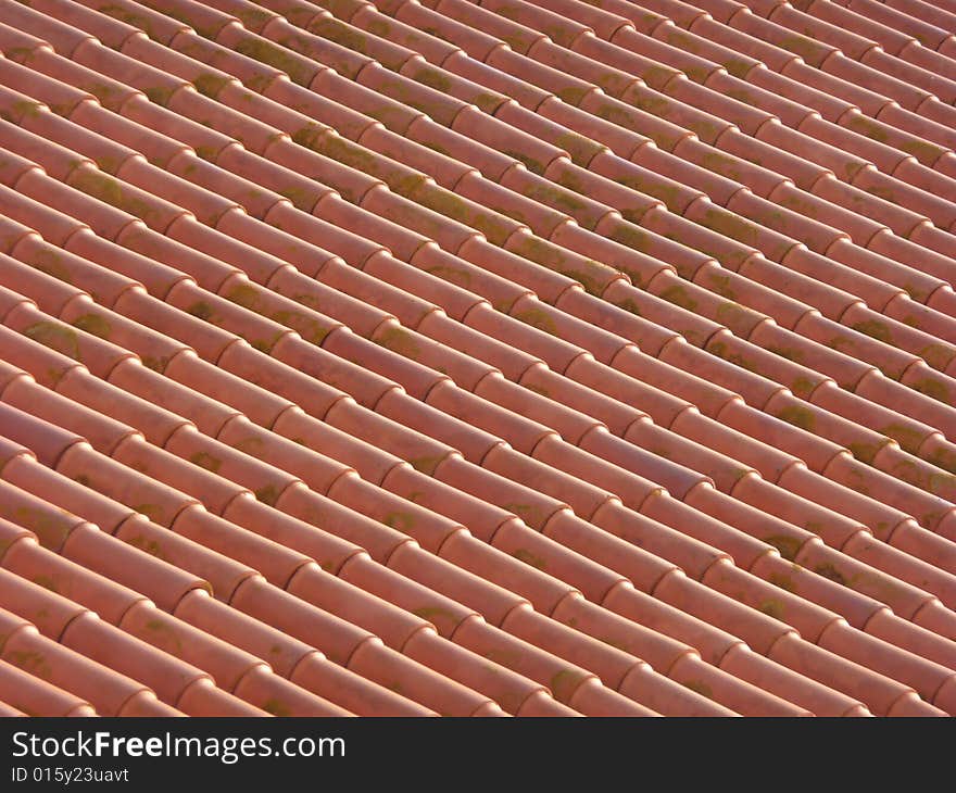 Red Clay terracotta tiled roof in Portugal. Red Clay terracotta tiled roof in Portugal