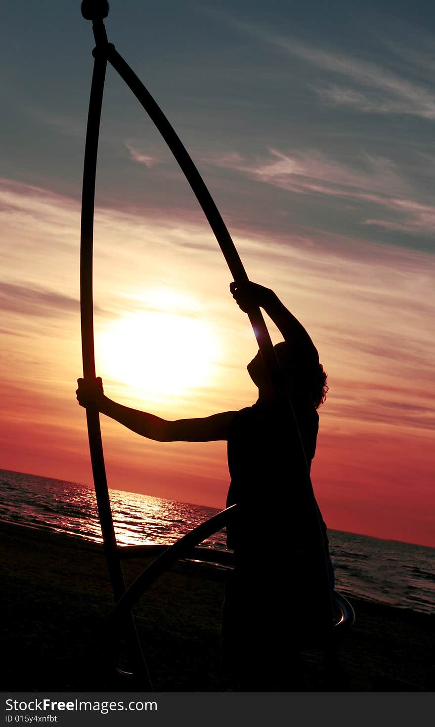 Young boy silhouette at the dusk. Young boy silhouette at the dusk