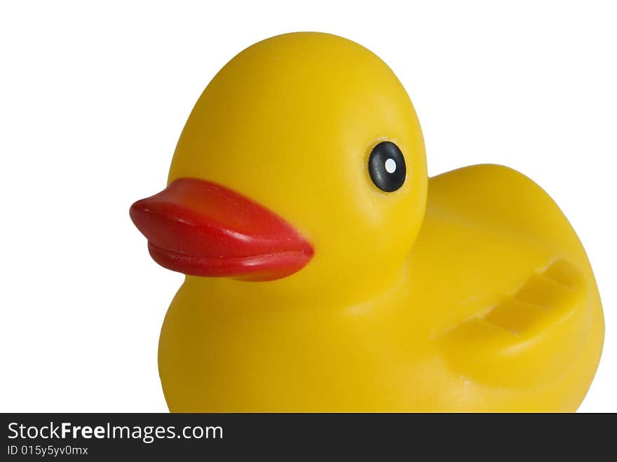 Children's duck toy, quack-quack, white background. Children's duck toy, quack-quack, white background