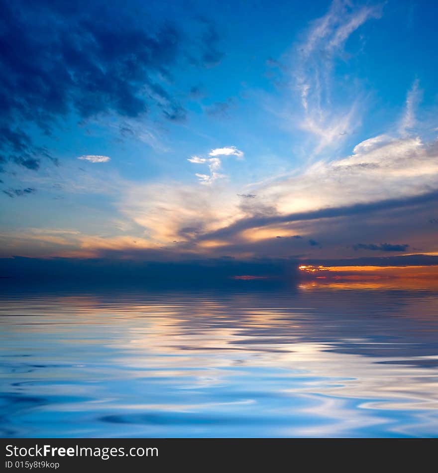 Dramatic sky over water background. Dramatic sky over water background