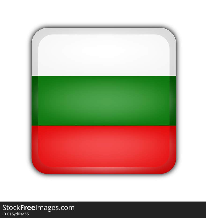 Flag of bulgaria,square button on white background