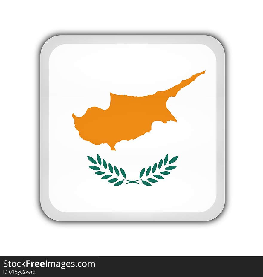 Flag of cyprus, square button on white background