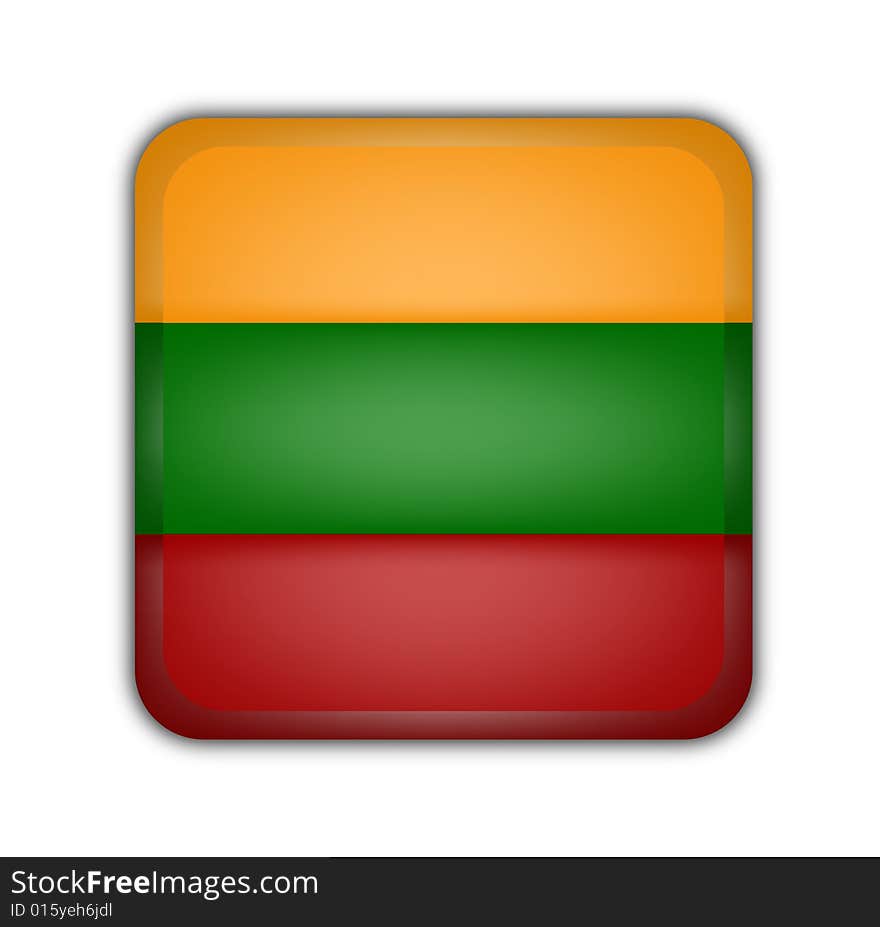 Flag of lithuania, square button on white background