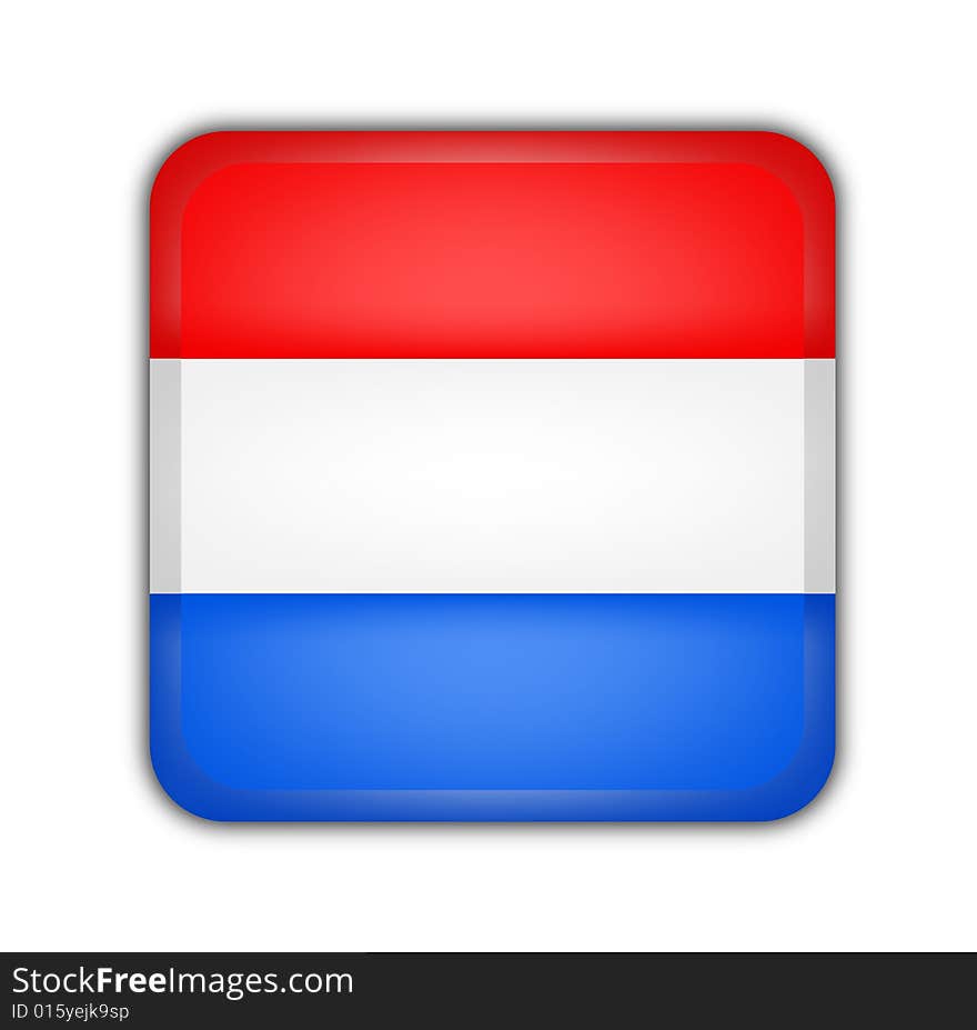 Flag of luxembourg, square button on white background