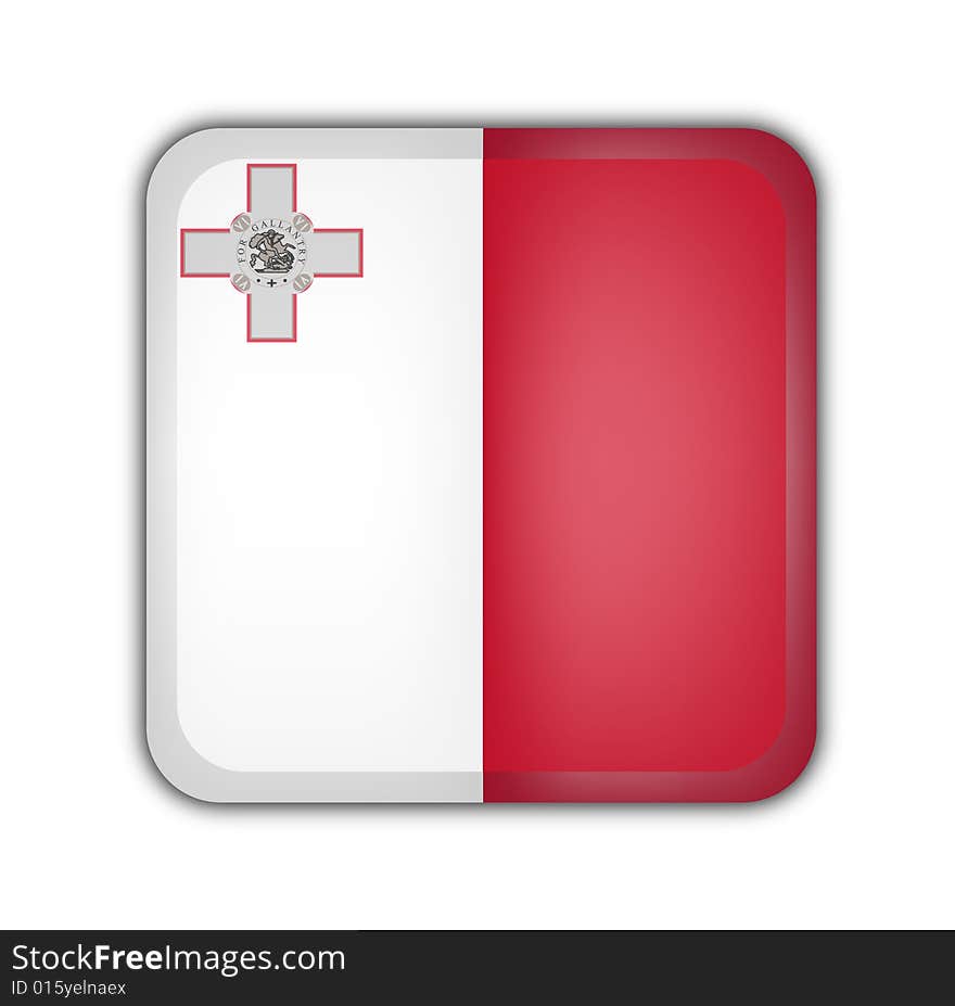 Flag of malta, square button on white background