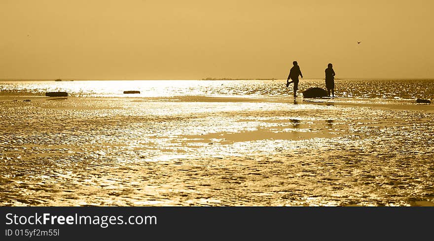 Two men with the boat