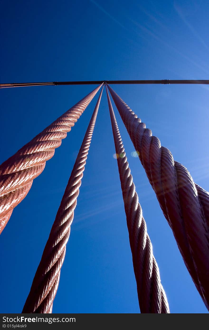 This is a picture of cables that hold the golden gate on there place. This is a picture of cables that hold the golden gate on there place