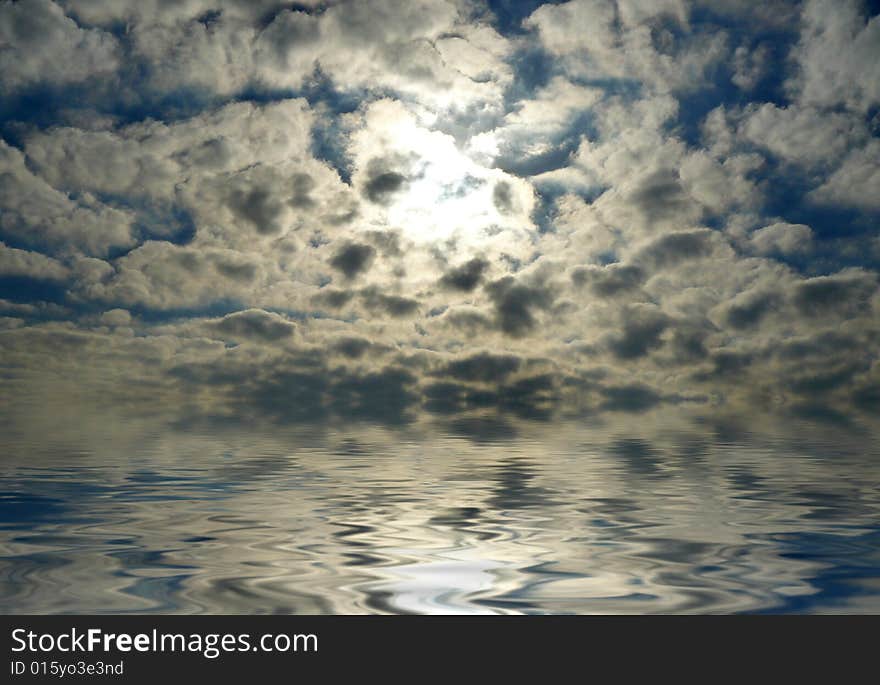 Sunset with clouds over water. Sunset with clouds over water