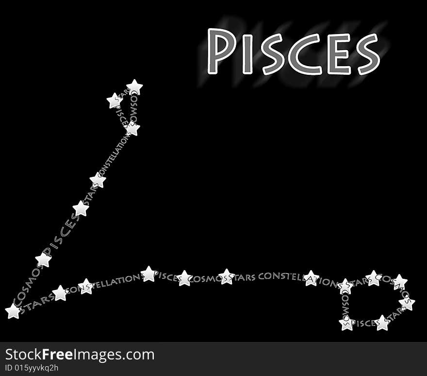 Text constellation on black background. Text constellation on black background