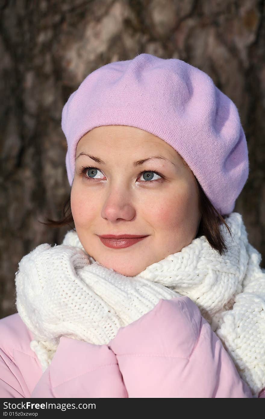 Smiling girl in pink beret