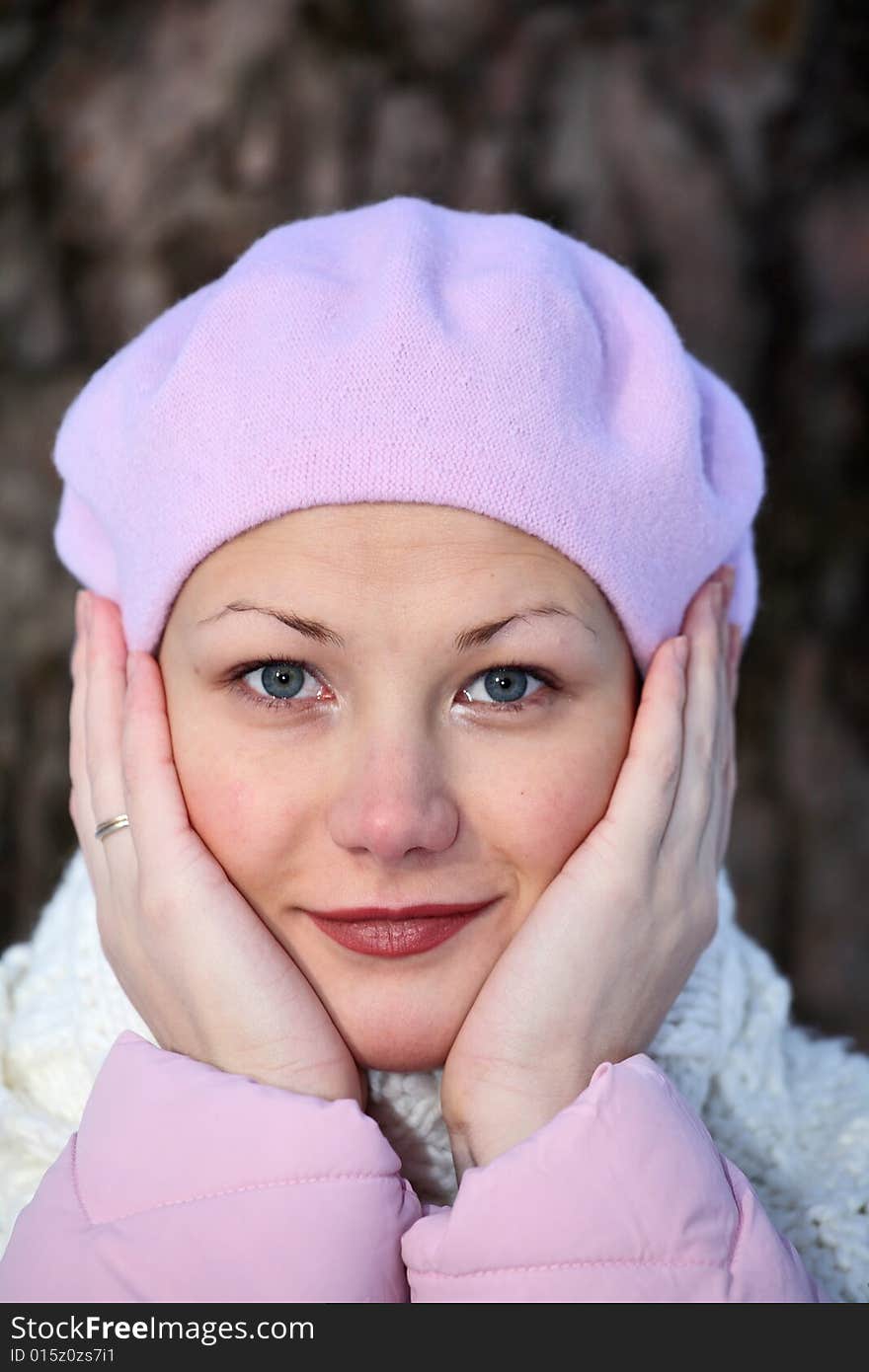 Girl in pink beret