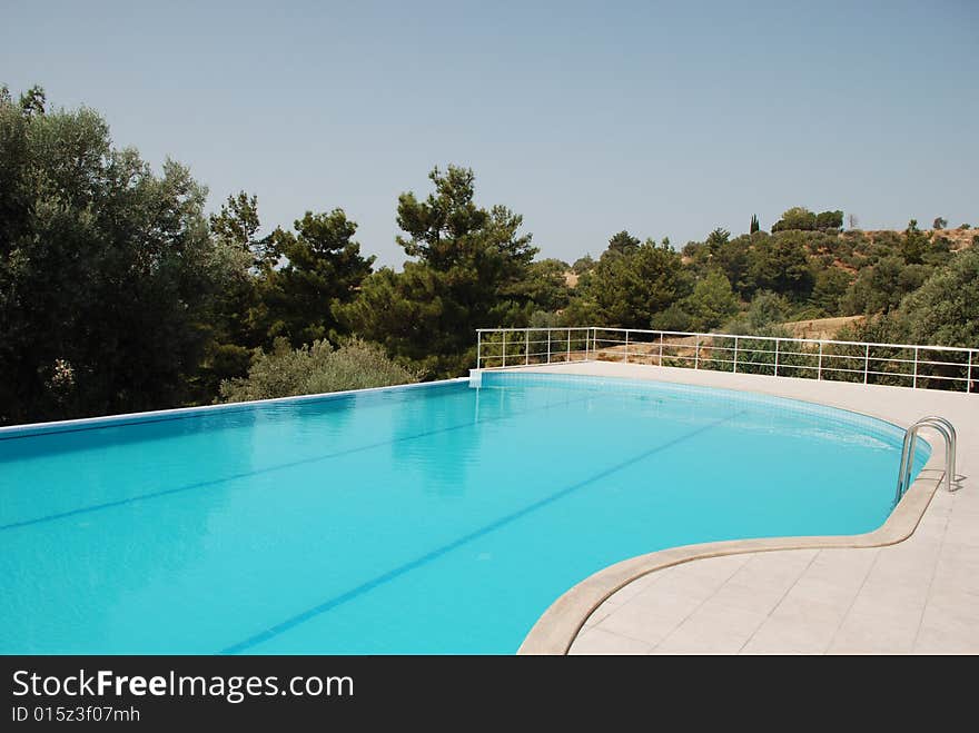 Landscape by swimming pool on mountain