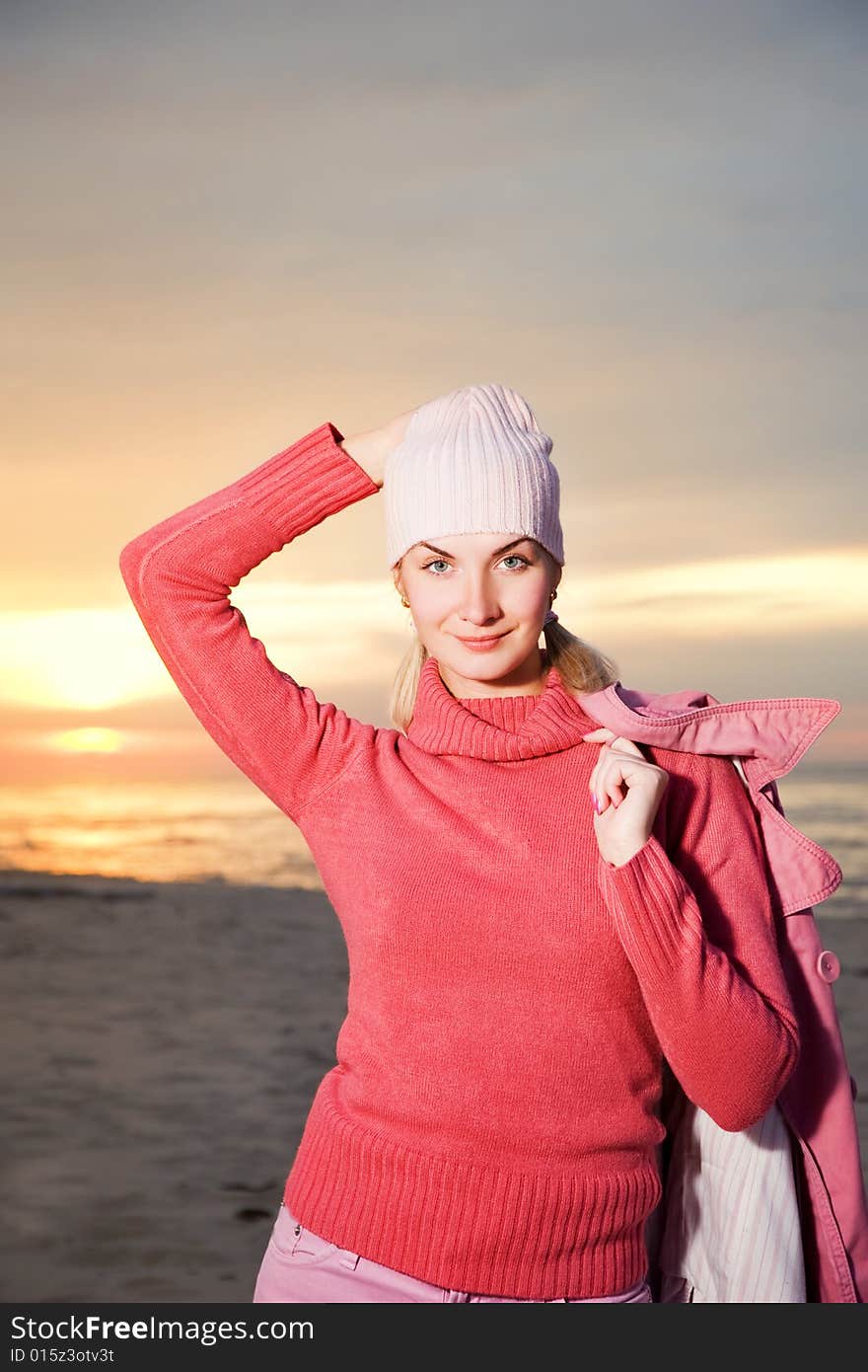 Woman Relaxing On A Beach