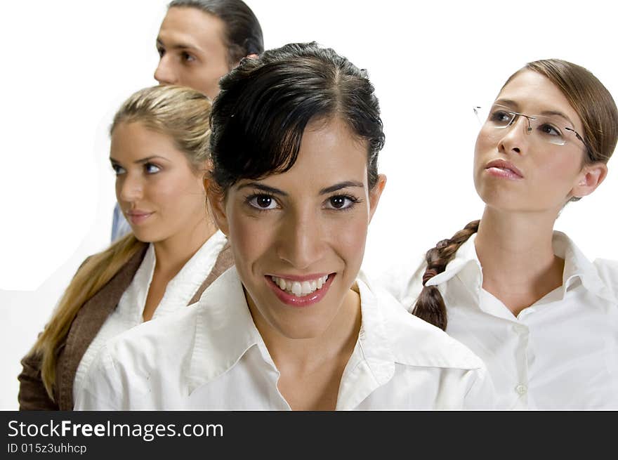 Portrait of young group against white background