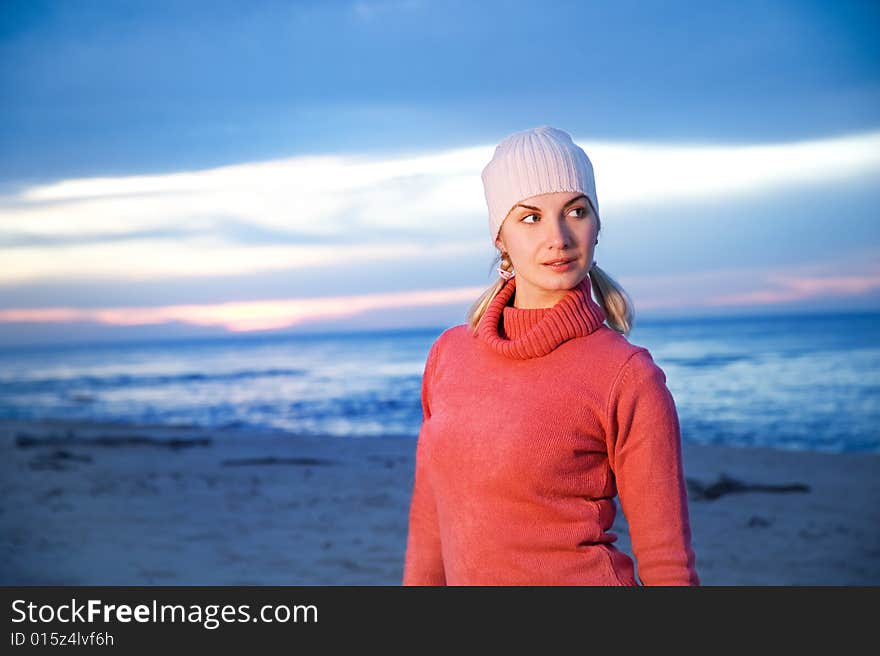 Woman relaxing on a beach