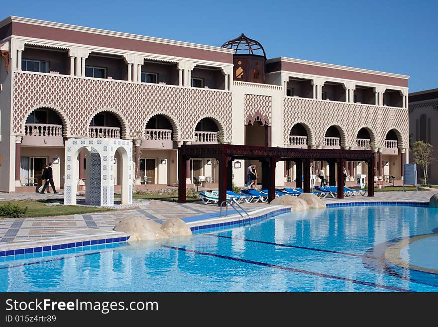 Swimming poo in oriental hotel