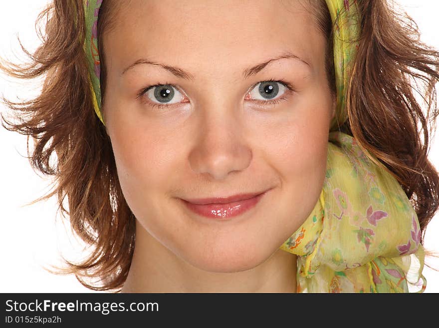 Portrait of Beautiful model with green scarf