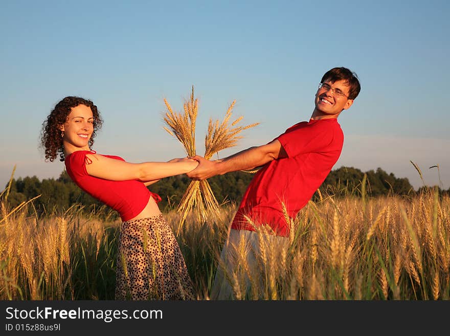 The pair keeps for hands wheaten field