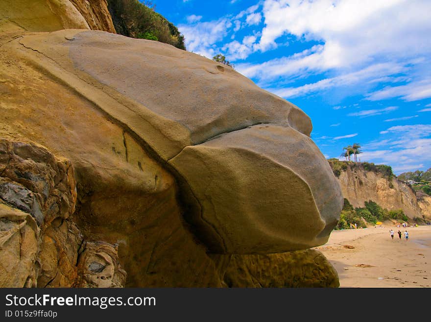 Sandstone lizard overlooking the Pacific ocean. Sandstone lizard overlooking the Pacific ocean