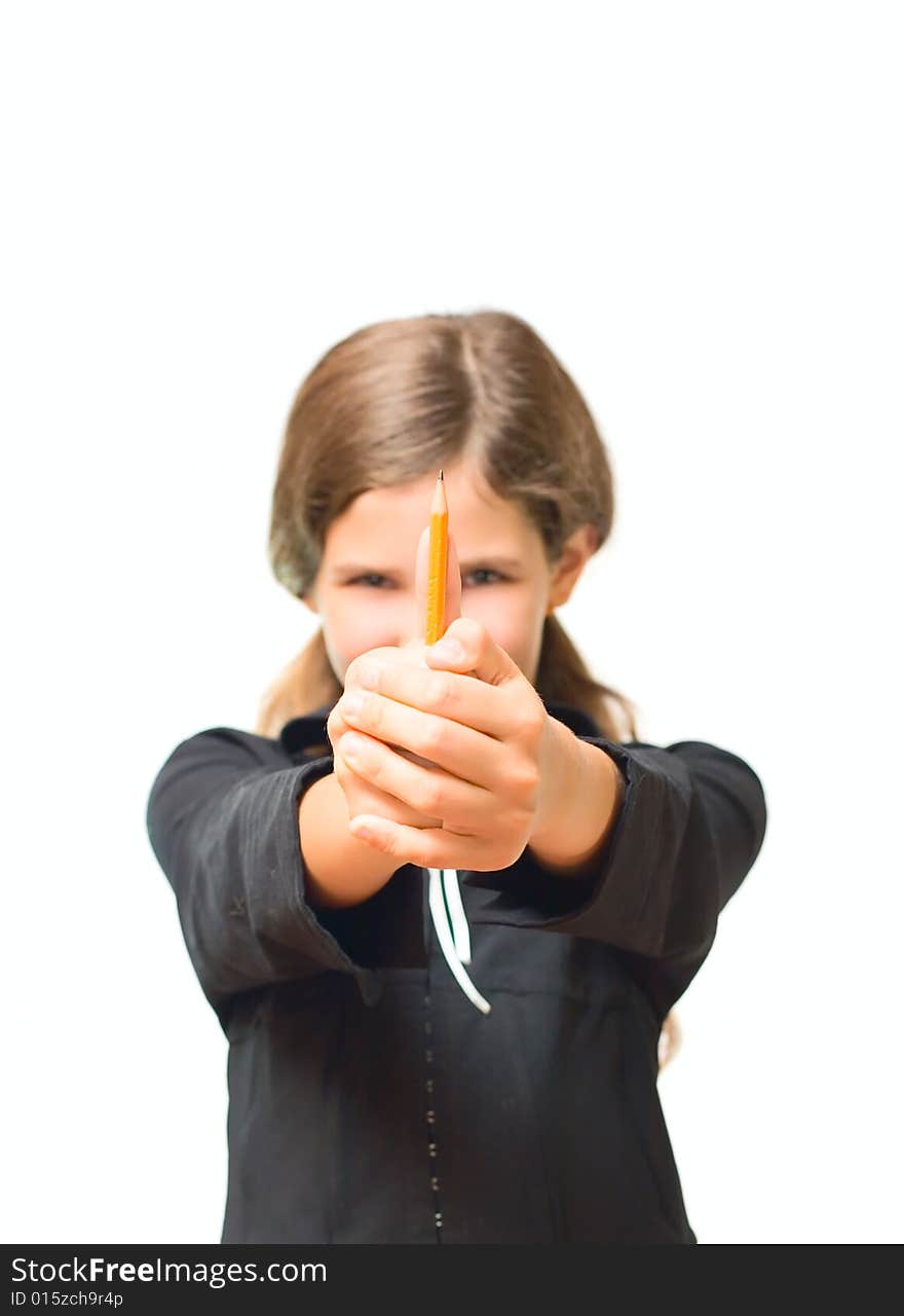 Student teen girl with pencil