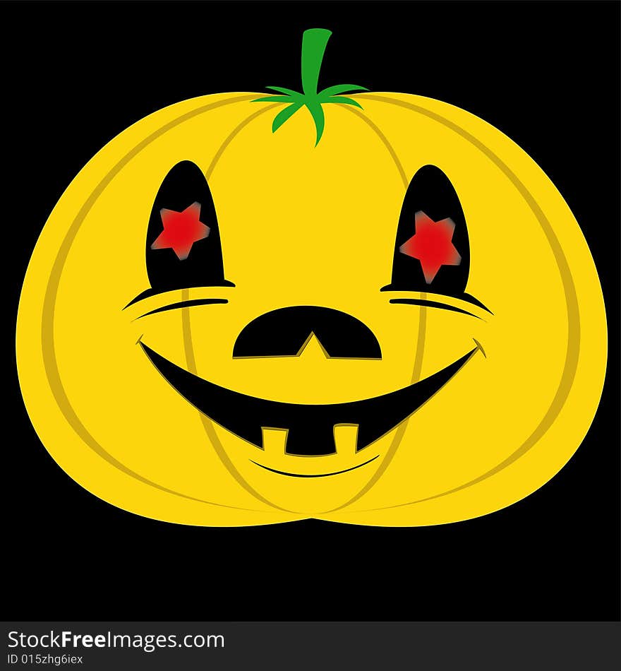 Vector-head of a monster cut out from a pumpkin by a holiday hellowen