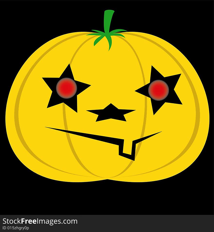 Vector-head of a monster cut out from a pumpkin by a holiday hellowen