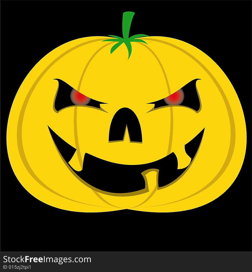 Vector-head of a monster cut out from a pumpkin by a holiday hellowen