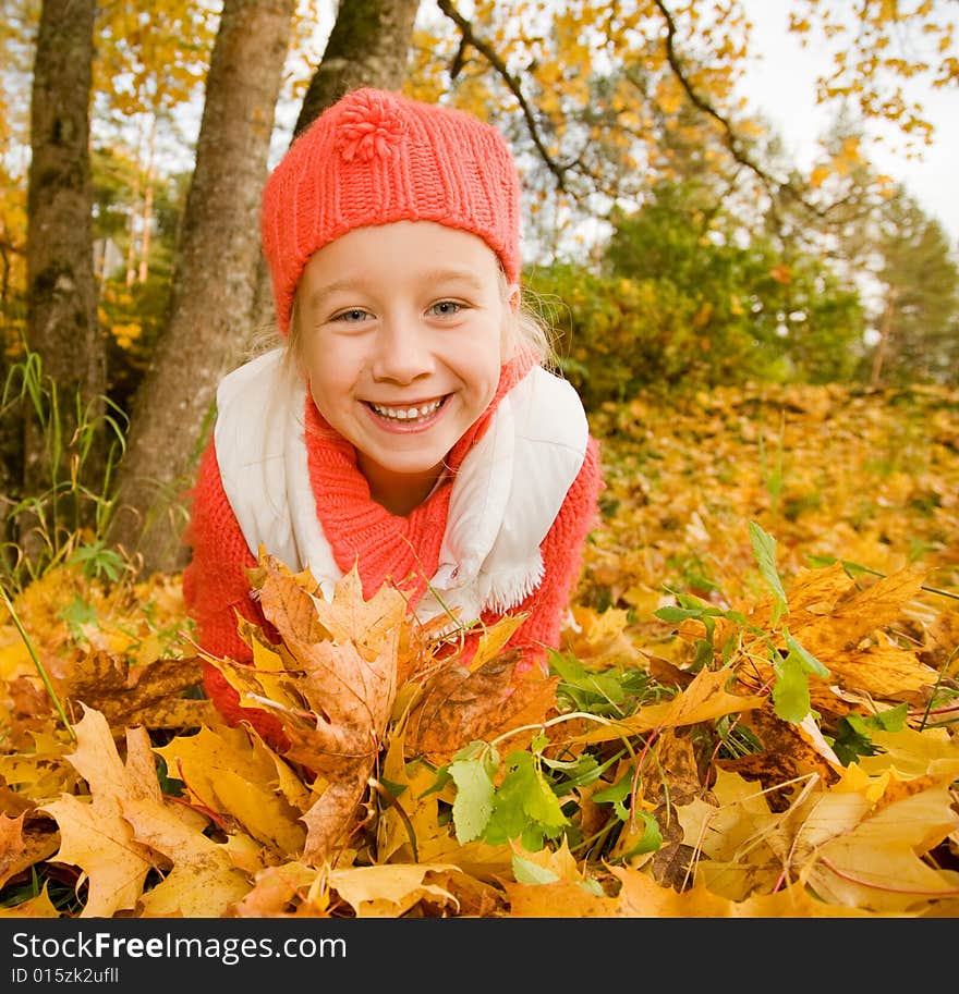 Little Girl With Autumn Leaves