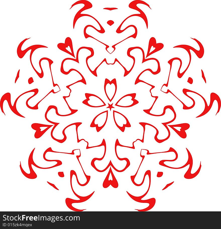 Decorative  snowflake of red color