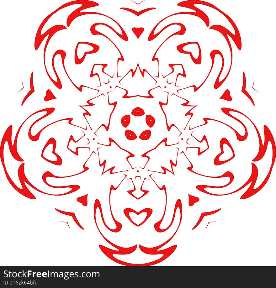 Decorative  snowflake of red color