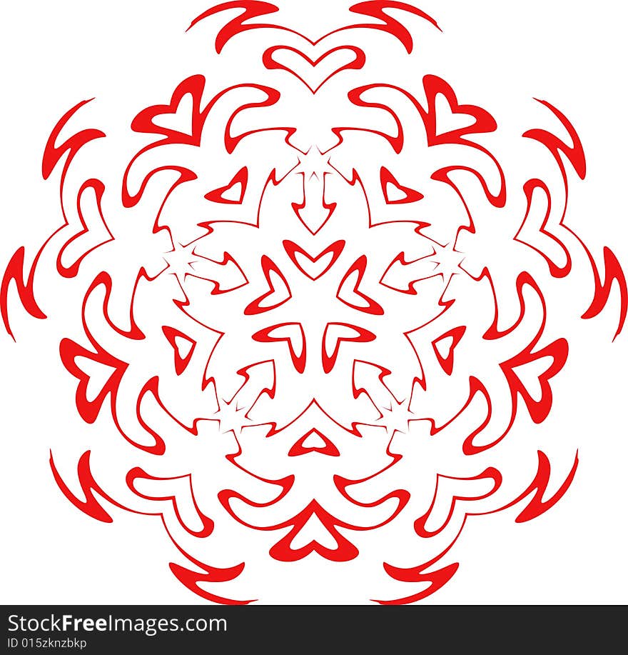 Decorative vector snowflake of red color