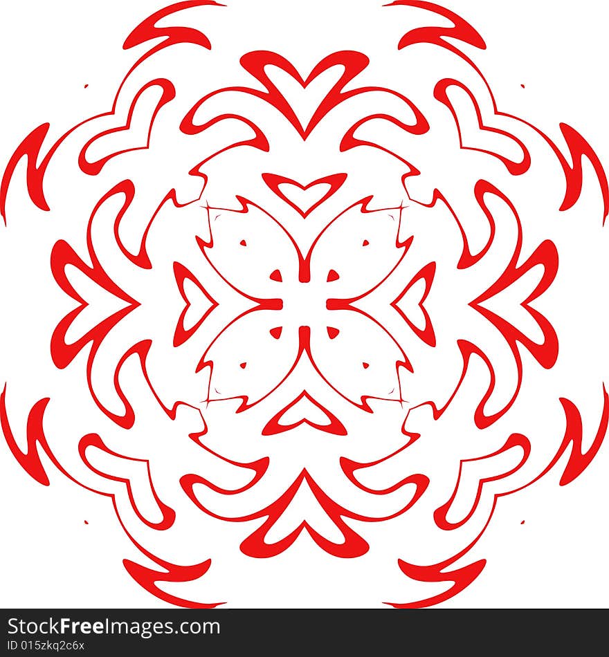 Decorative vector snowflake of red color