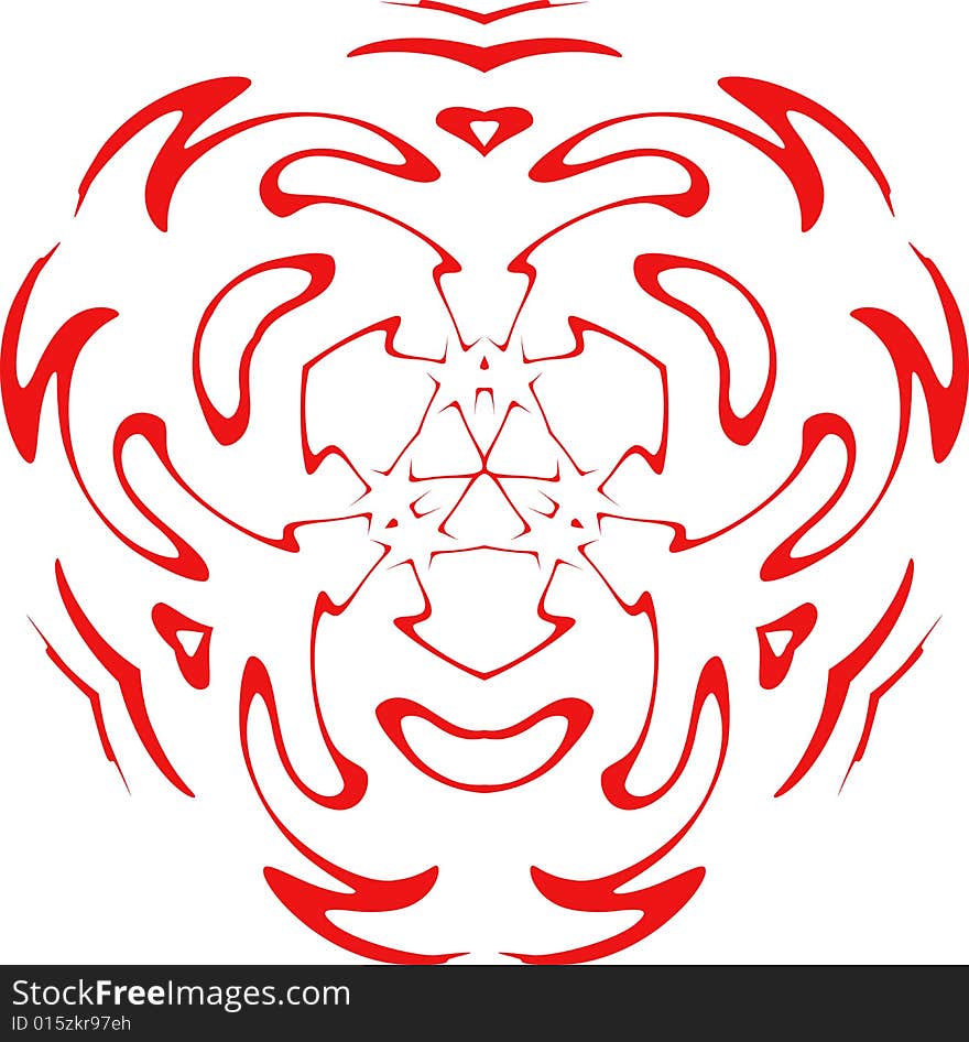 Decorative vector snowflake of red color