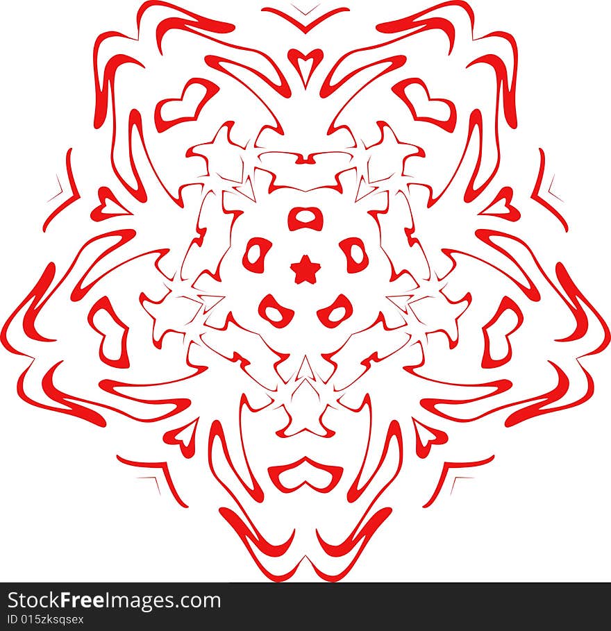 Decorative snowflake of red color