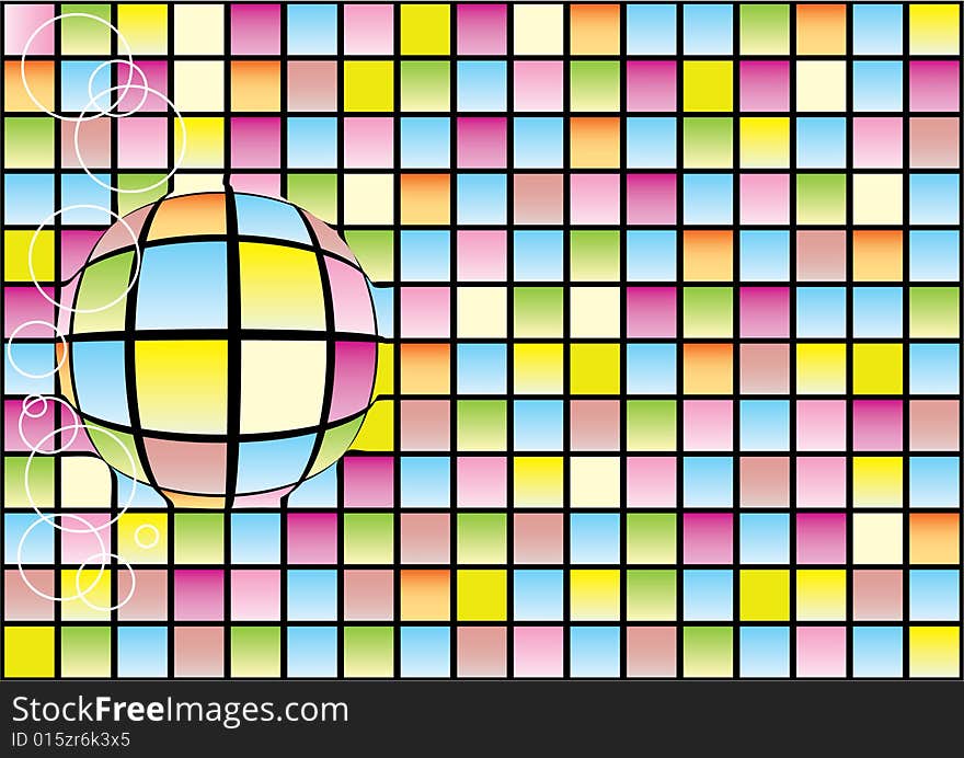 Abstract modern colorful background and a sphere. Abstract modern colorful background and a sphere