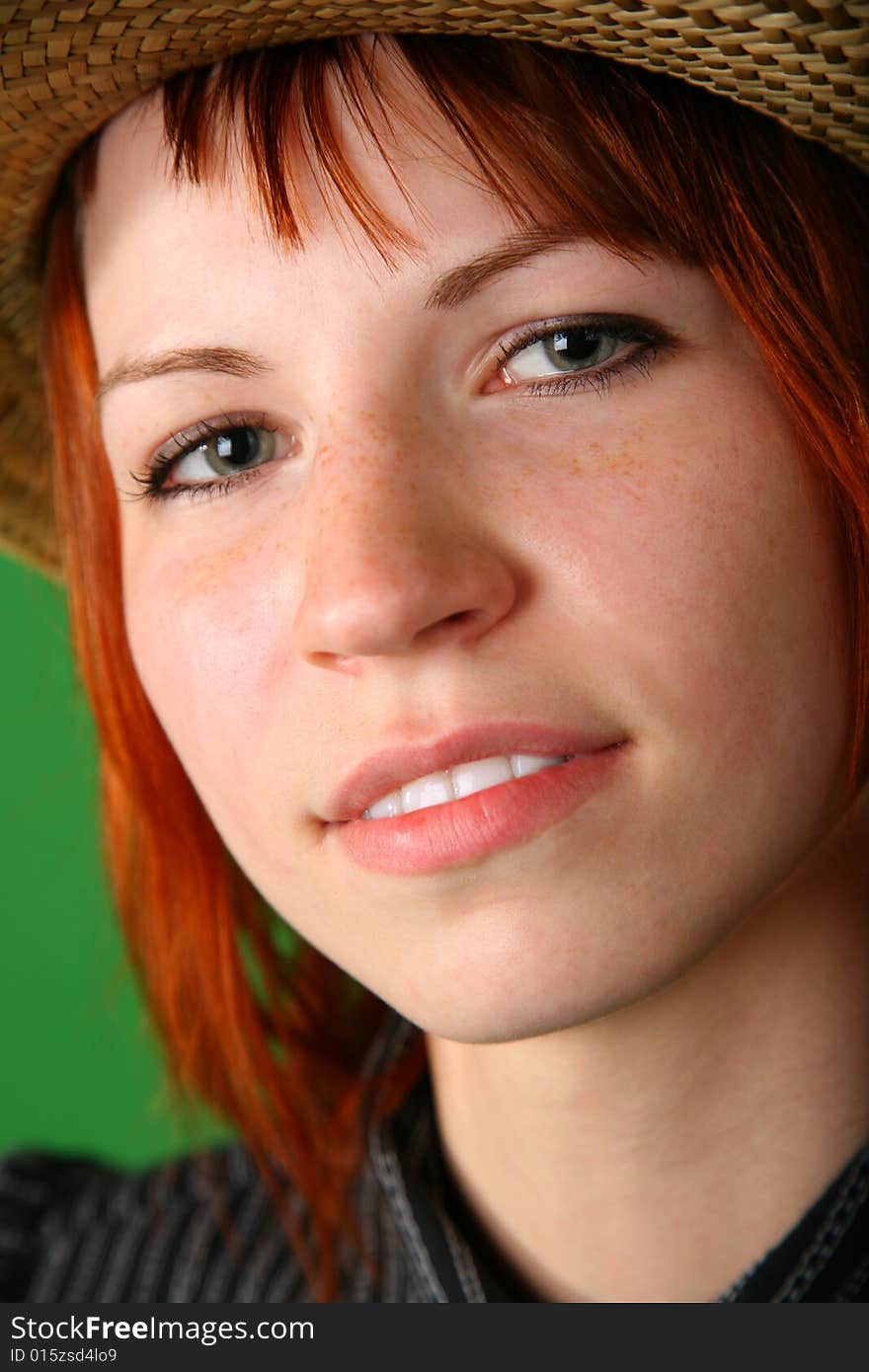 Portrait Of Girl With Red Hair