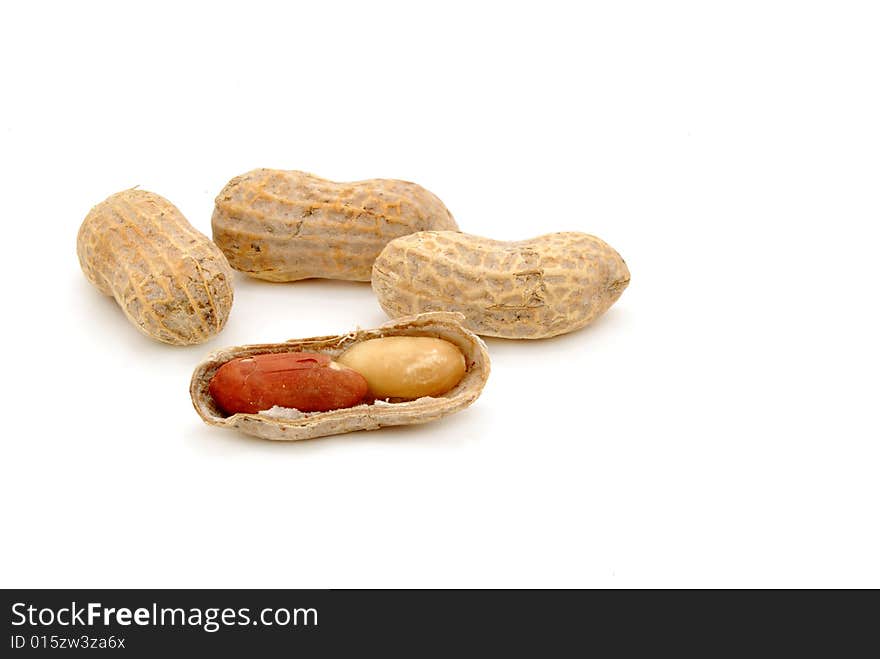 Shell peanuts on white background. Shell peanuts on white background