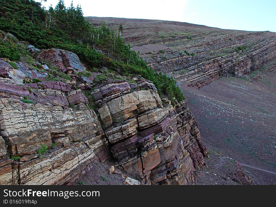 Colorful rocks seen from Carthew-Alderson Trail in Waterton National Park Alberta Canada