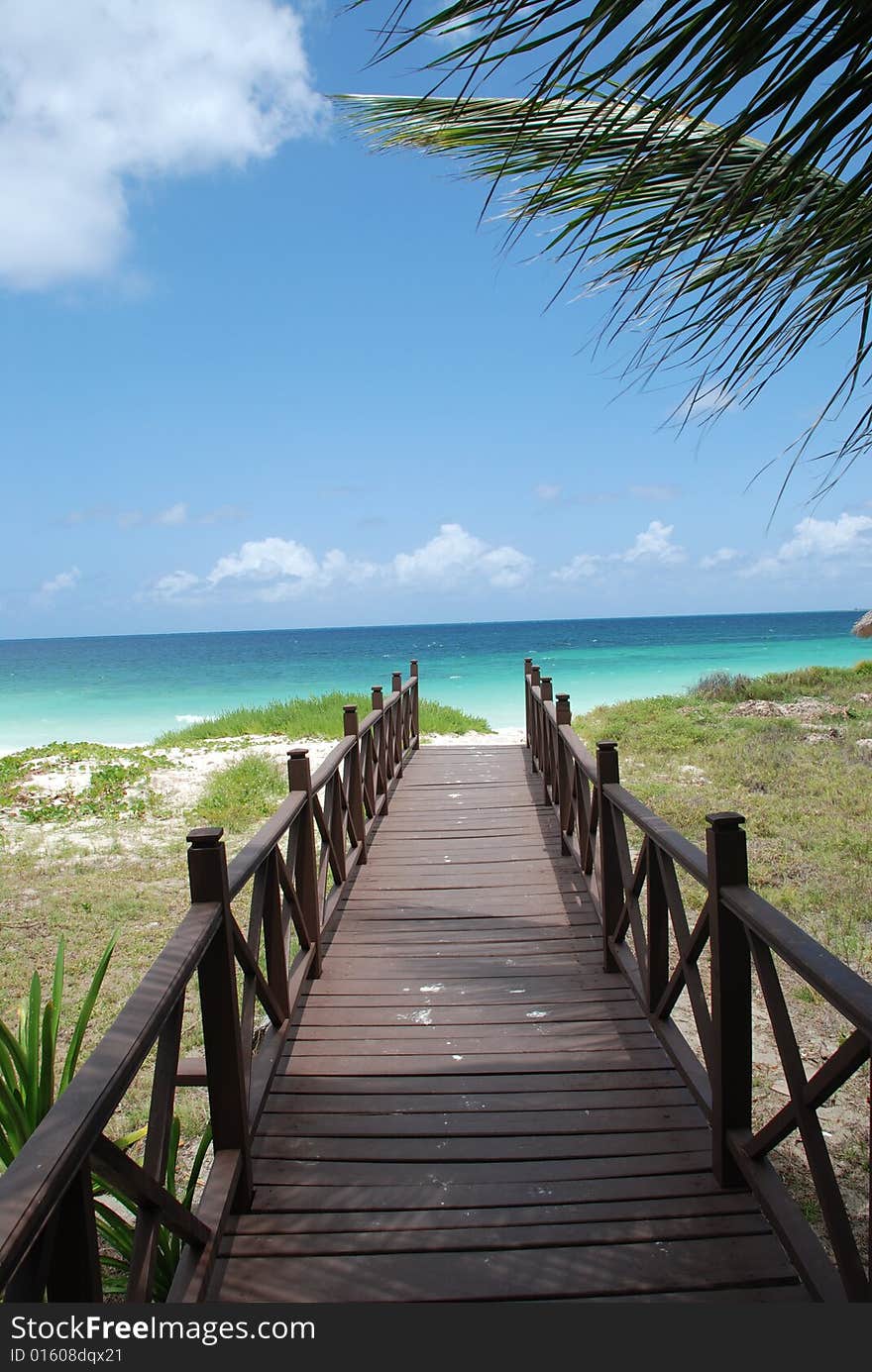 Wooden catwalk that leads to the beach. Wooden catwalk that leads to the beach