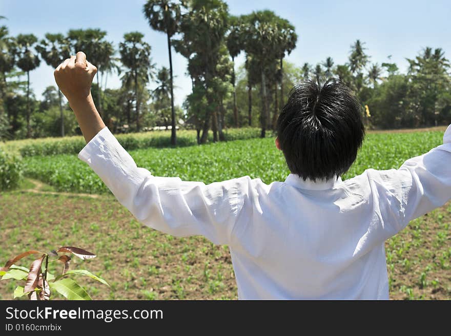 Man at corn farm