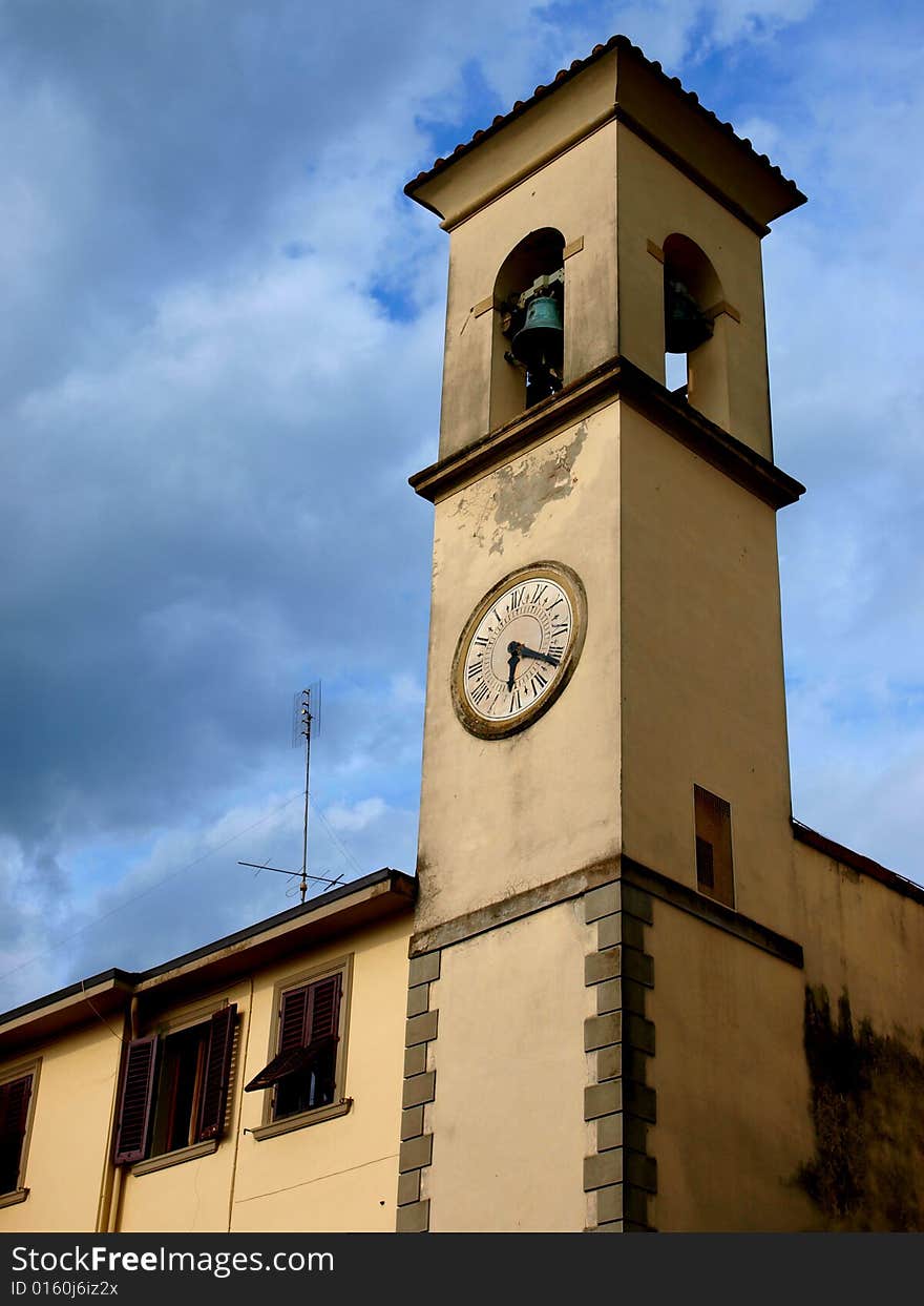 Image of an old bell tower in Tuscany