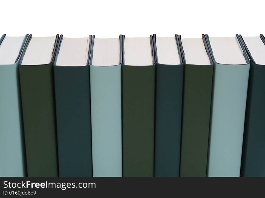 Row of books isolated on a white background