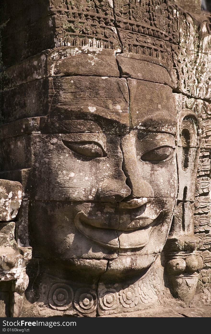 There are faces of the Cambodian King at Bayon Temple in Siem Reap.