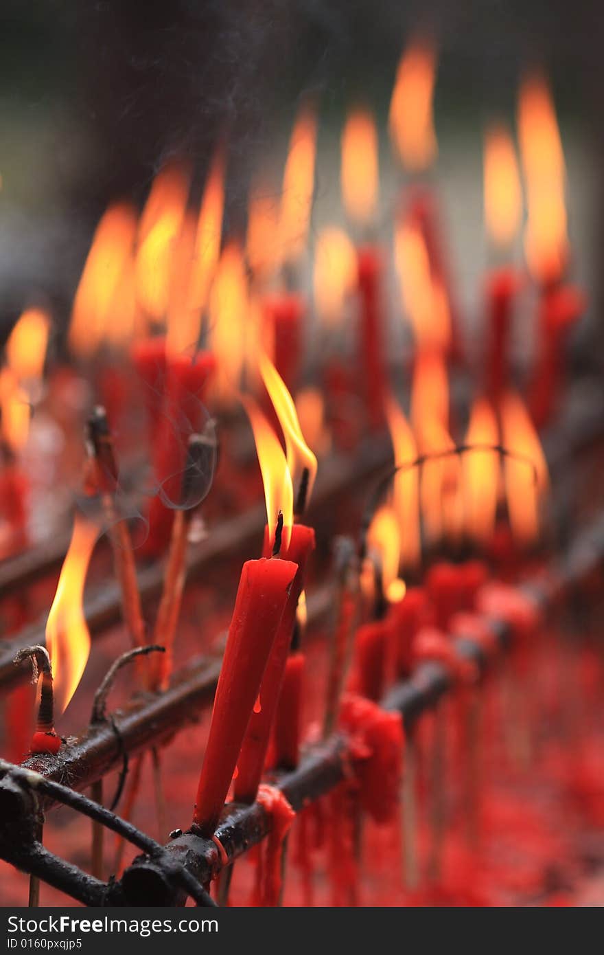 Candles in shuang-gui tang temple ,which is  an well-known Buddhist holy site, near the Three Gorges of the Yangtze River.It is  also a major tourist destination in chongqing city.