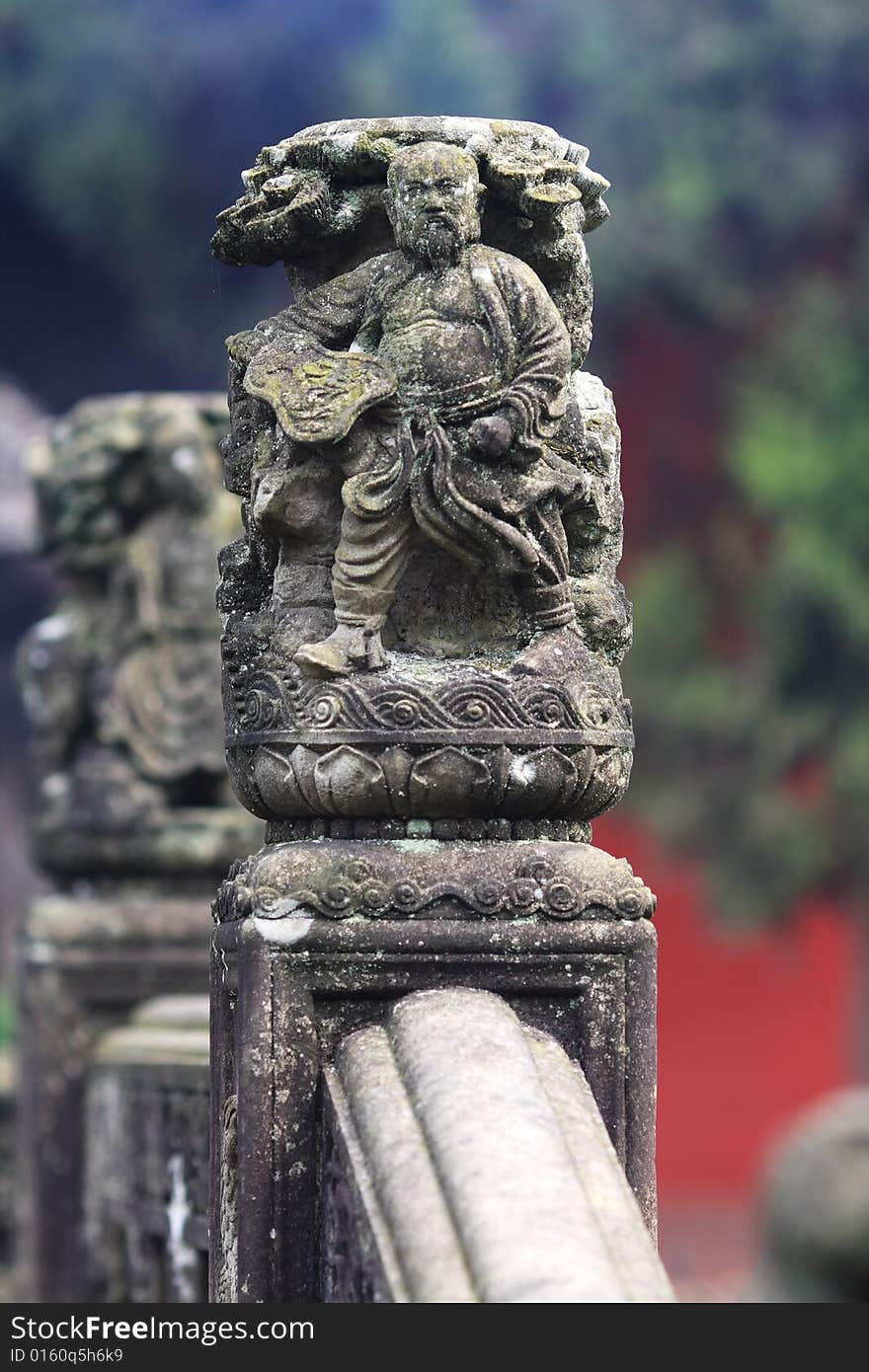 Bridge railing in shuang-gui tang temple ,which is a well-known Buddhist holy site, near the Three Gorges of the Yangtze River.It is also a major tourist destination in chongqing city.